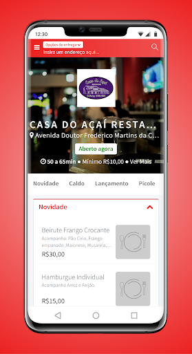 Android application Casa Do Açaí Restaurante screenshort