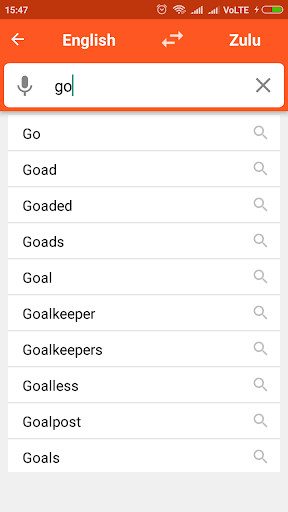 Android application English To Zulu Dictionary screenshort