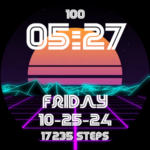 Retro Neon 80s Cool Watchface logo
