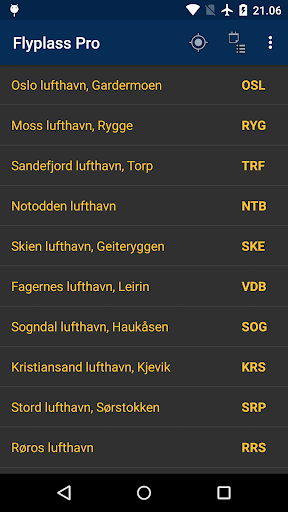 Android application Airports in Norway screenshort