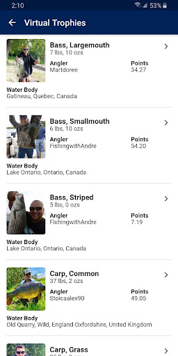 World Angling League Screen 3