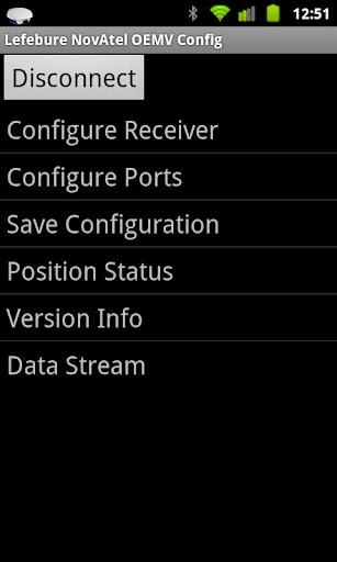 Android application Lefebure NovAtel Config screenshort