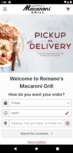 Android application Macaroni Grill screenshort