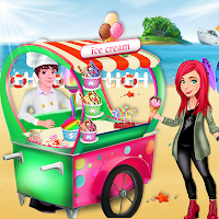 Корзина с мороженым на пляже: магазин мороженого
