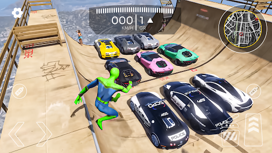 Superhero Car Mega Ramp Jump V