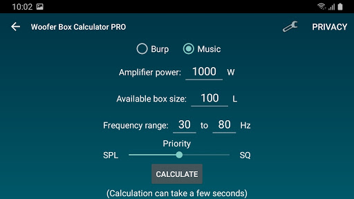 Woofer Box Calculator PRO Screen 3