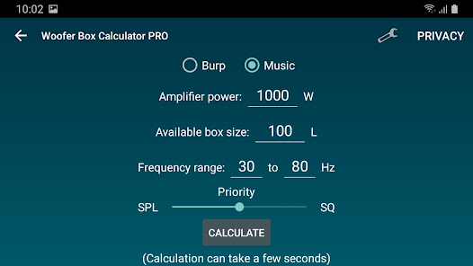 Screenshot 3 Woofer Box Calculator PRO android