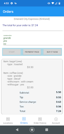 Voice Ordering System Screen 3