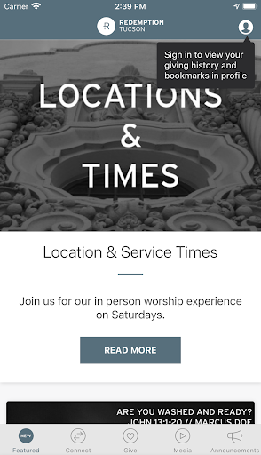 Android application Redemption Church Tucson screenshort