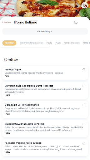 Android application Il Forno Italiano Uppsala screenshort