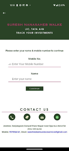 Android application Suresh Walke Insurance Service screenshort