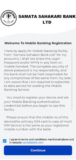 Samata Sahakari Bank - Mob App Screen 2