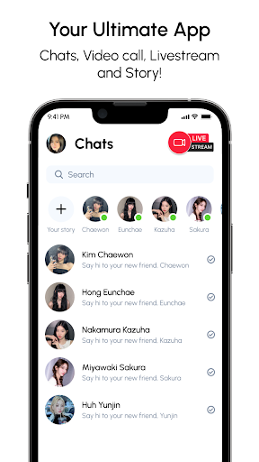 Android application Le Sserafim Chat, Call & Live screenshort