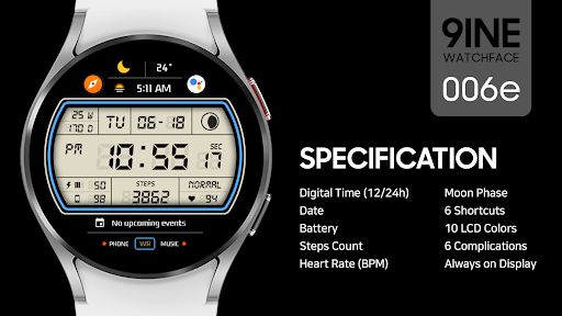 Android application 9INE 006e: Digital watch face screenshort