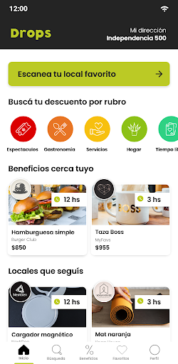 Android application Drops: Beneficios y Momentos screenshort