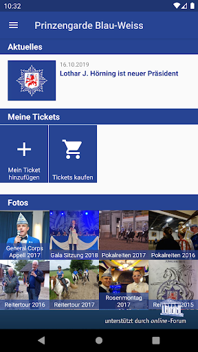 Android application Prinzengarde Blau Weiss screenshort