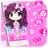 Cute Pink Baby Girl Cartoon Theme icon