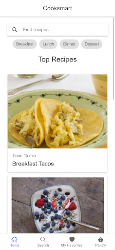 Android application Cooksmart screenshort