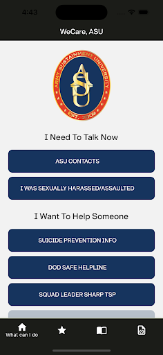 Android application WeCare, ASU screenshort