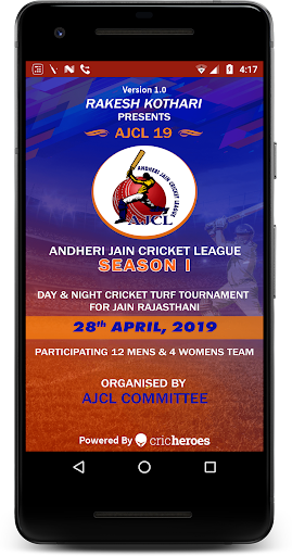 Android application Andheri Jain Cricket League (A screenshort