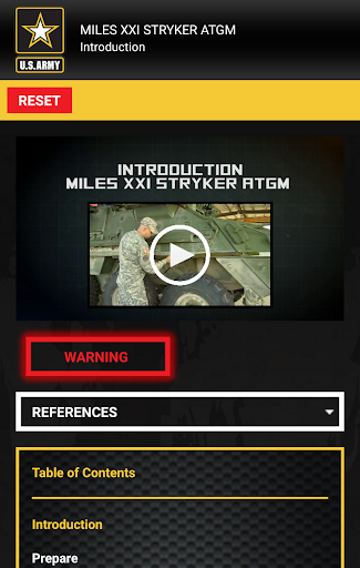 Android application MILES XXI Stryker ATGM screenshort
