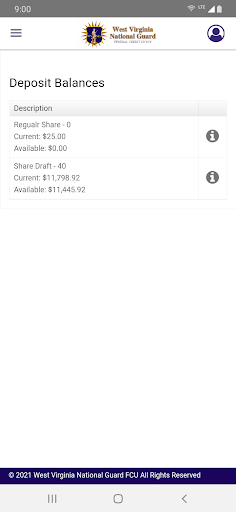 WVNGFCU Mobile Banking Screen 2