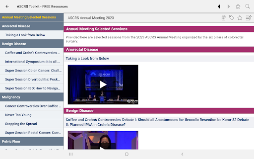 Screenshot of ASCRS U: Colorectal Surgery