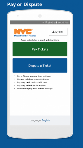 Android application NYC Pay or Dispute screenshort