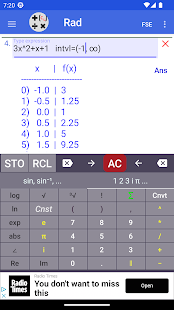 Captura de pantalla de la calculadora de nombres complexos
