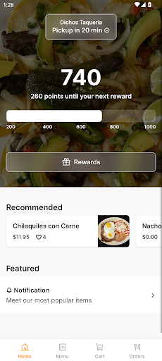 Android application Dichos Taqueria screenshort