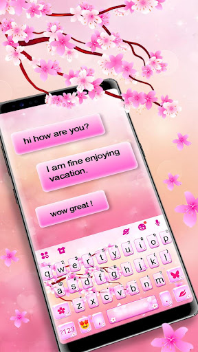 Android application Romantic Cherry Blossom Keyboa screenshort