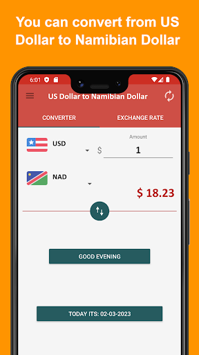 US Dollar to Namibian Dollar Screen 2