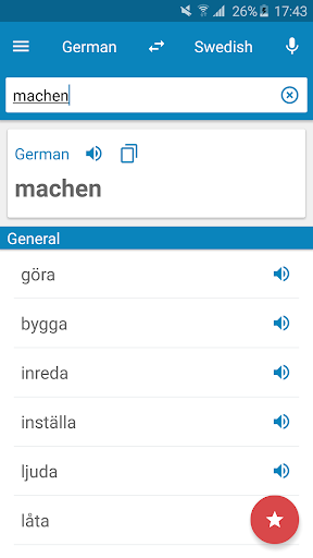 Android application German-Swedish Dictionary screenshort