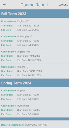 College Students Term Planner Screen 2