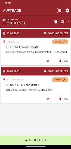 Android application Quehenberger Delivery screenshort