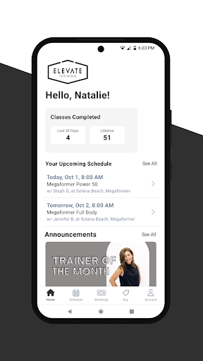 Android application Elevate Training screenshort