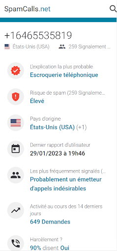 Android application SpamCalls: Appels de Spam screenshort