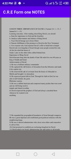 C.r.e: form one notes Screen 3