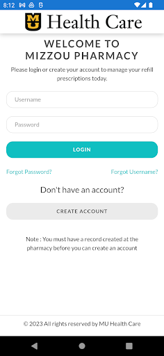 Android application MIZZOU PHARMACY screenshort