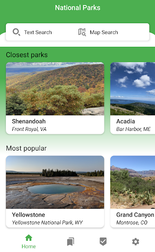 Android application National Park US screenshort