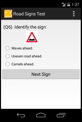 Android application Road And Traffic Signs Test screenshort