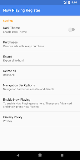 Screenshot of Now Playing Register