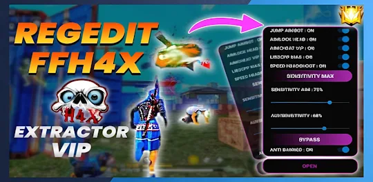 Download Regedit FFH4X Mod Menu Fire FF APK for Android, Run on PC and Mac