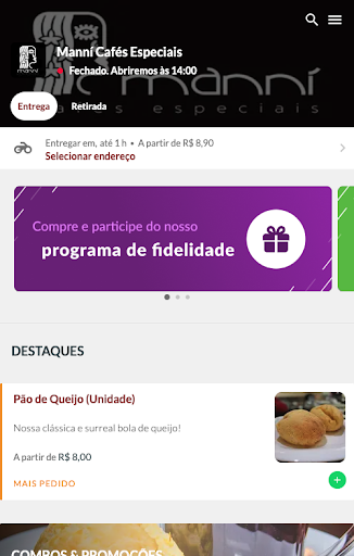 Android application Manní Cafés Especiais screenshort