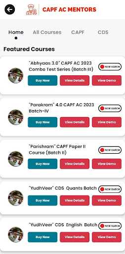 CAPF AC MENTORS Screen 2