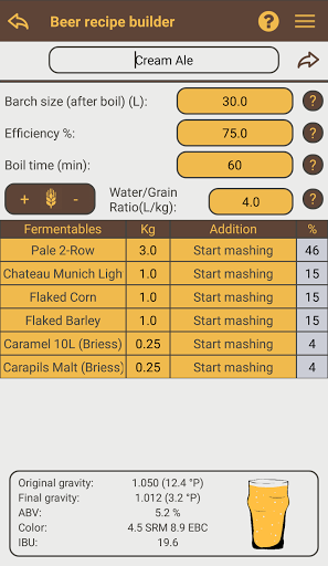 Brewing Calculator Screen 2