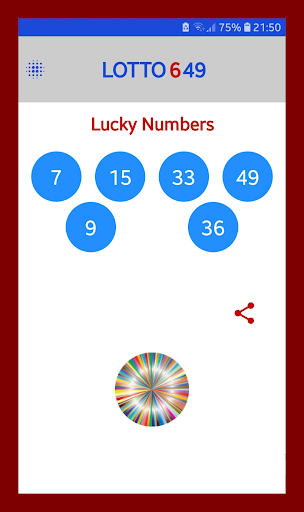 Lotto 649 Lucky Numbers Screen 2