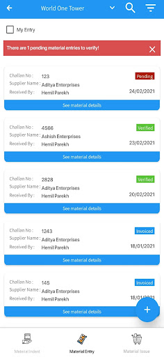 Pocket Construction Manager Screen 2