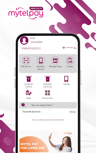 Android application MytelPay Merchant screenshort