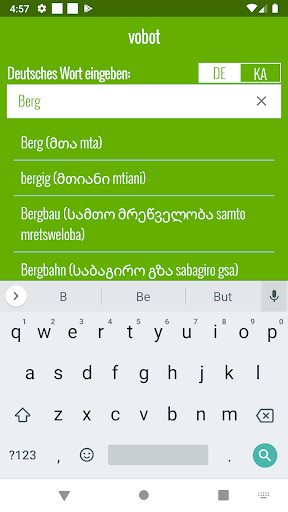 Android application vobot Georgisch screenshort